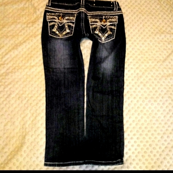 Miss Chic Jeans Size 3 Skinny Cuff Capri Embellish - Picture 3 of 14
